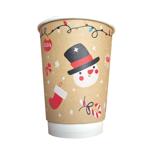 Christmas Compostable Coffee Cups - 2 Sizes