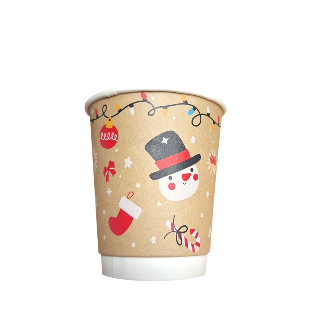 Christmas Compostable Coffee Cups - 2 Sizes
