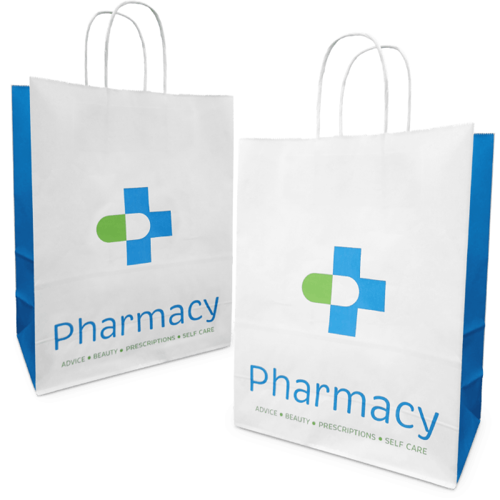 Stock Pharmacy Paper Carrier Bags