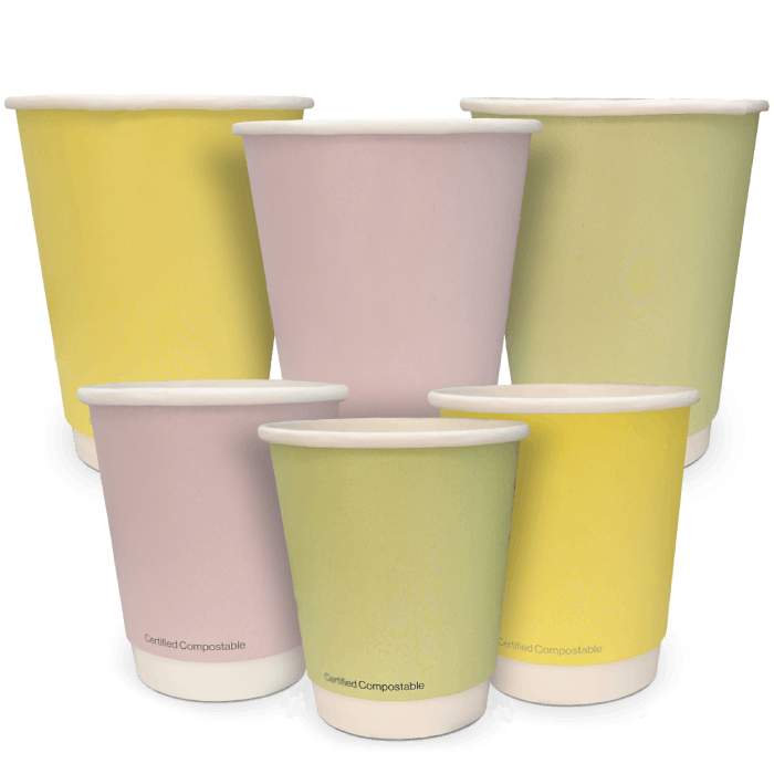 Coloured Double-Wall Coffee Cups - Compostable