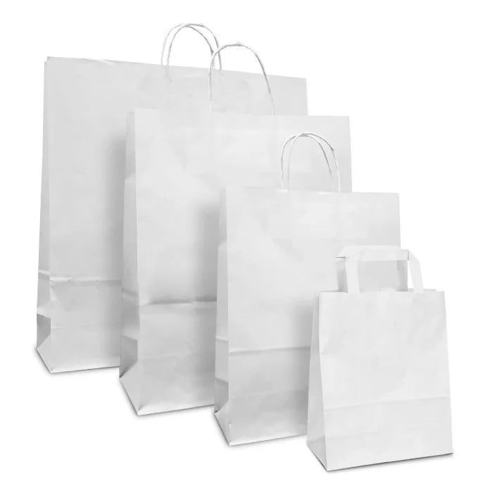 White Paper Carrier Bags - 4 sizes