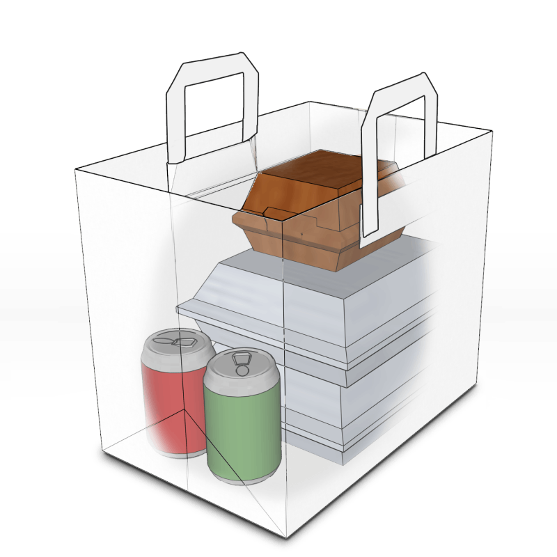 Wide Gusset Carrier Bag with Flat Handle - White