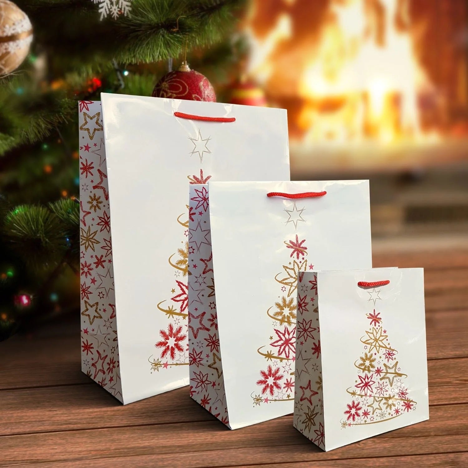 Christmas Carrier Bags – White
